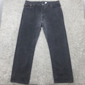 Vintage Levis Jeans Mens 42x32 Black 505 Regular Straight Denim Pants Zip Fly